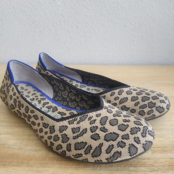 Rothy's The Flat Shoes Womens Size 8.5 EU 39 Leopard Knit Ballet Washable - Picture 8 of 12